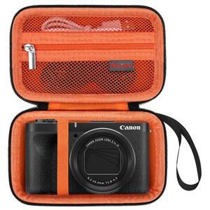 [미국배송] 캐논 파워샷 V1 디지털 카메라용 엘론보 휴대용 케이스 카메라 하드 여행 가방 여분의 메시 포켓이 충전 케이블 배터리 SD 카드 리더 및 액세서리 오렌지색