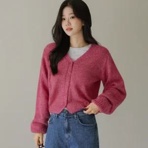 [시크폭스] 크란 브이넥 루즈 울 니트 가디건_53CA770