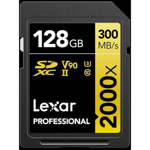 [미국배송] LEXAR 128GB 프로페셔널 2000X SD 카드 UHS-II C10 U3 V90 풀 HD 8K 최대 300MB/S 읽기 SDXC 메모리 DSLR 영화 품질 비디오 카메라(LSD2000128G-BNNU)용