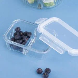 [미리주문] 네오플램 웨이브락 칸칸이 내열유리 밀폐용기 직사각 370ml 3개 세트(2칸)