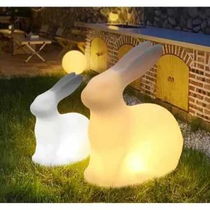 토끼조명 카페 인테리어 포토존 정원 마당 장식품 충전 모델-중형 달토끼 조명