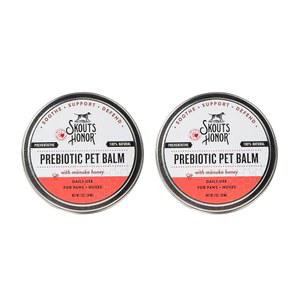 SKOUT의 HONOR 프리바이오틱 펫 밤 - 100% 천연 및 마누카 꿀로 만들어져 반려동물의 발 패드와 코 치유를 촉진하고 건조하고 가려운 발과 코를 진정시켜줍니다 고양이와 반려견에게 안전, 2온스, 2팩