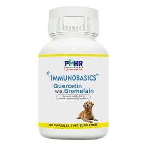 반려동물 가려운 피부 를 위한 면역 기초 케르세틴 및 브로멜레인 캡슐 | 염증 지원 촉진 개와 고양이를 100 캡슐.