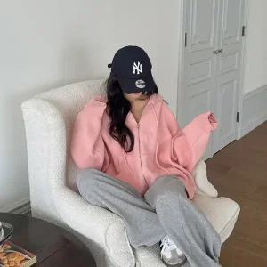 [제작/빅사이즈]이블렛 포그닌 루즈핏 니트 후드집업 제이스타일