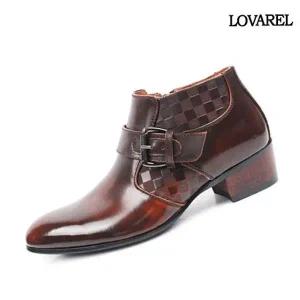 천연가죽 안쪽지퍼 남성앵클부츠 키높이 정장부츠