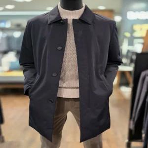 [바쏘옴므] WSZ3CC03ANY 25년 네이비 구스다운 내피 탈부착 스판 하프 트렌치 맥코트