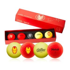 볼빅 비비드 아이언맨 골프공 4구+볼마커세트칼라 칼라 컬러 야광 형광 연습 연습용