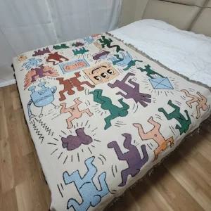 소파커버 피아노덮개 차박러그 춤추는사람 90x180박담요 쇼파 카바 패브릭 감성 캠핑