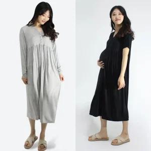 임산부 원피스 긴팔 반팔 수유복 빅사이즈만삭 산부옷 홈웨어 임부 실내 임신 웨어 잠옷 수유 임산