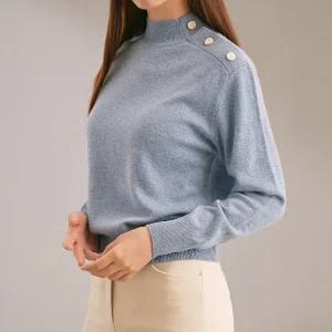 [미쏘]반하이넥 어깨 단추포인트 캐시미어 스웨터(MIWKAAV23L)