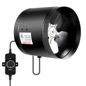 스피드 컨트롤러가 장착된 심플 디럭스 인라인 부스터 덕트 팬, 주방, 지하실, 욕실, 다락방 및 재배 텐트용 8인치 430 CFM 저소음 환기 배기 팬, 블랙