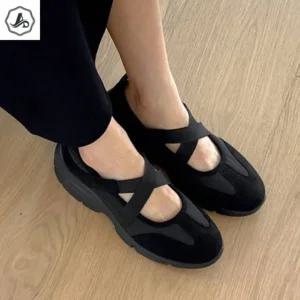 [애슬릿] 메리제인 운동화 밴딩 스웨이드 키높이 발 편한