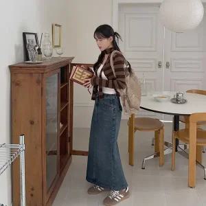 [제작/빅사이즈]이블렛 쥬르비 맥시 데님 스커트 제이스타일