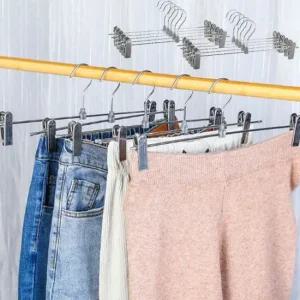 바지 옷걸이 정장 슬랙스 깔끔 집게 바지걸이 10P) 문걸이 스테인옷걸이 논슬립옷걸이