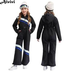 바디 소녀 어린이 긴팔 스케이팅용 스노보드세트 지퍼 운동복 스키 벨트 후드 수트 방풍 아이스