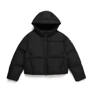 [내셔널지오그래픽] N244WDW851 여성 카이만 숏기장 구스 후디 다운 점퍼 CARBON BLACK