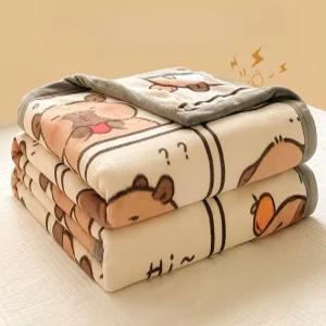 카피바라 담요 부드러운 웨어러블 이불 양털 플러시