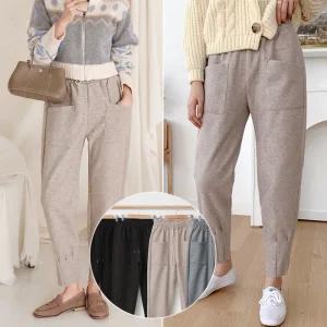 마렌 모직 밑단 주름 팬츠 4color / M L XL 빅사이즈 제작 겨울 밴딩바지 슬랙스 아웃포켓