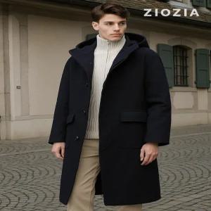 [지오지아][지오지아] 남녀공용 울혼방 세미오버 후드 코트  (ABD4CG3102)