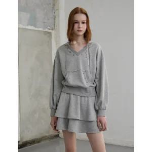 [BLUE LABEL] 징장식 후드 V넥 티셔츠 ER3OTL02