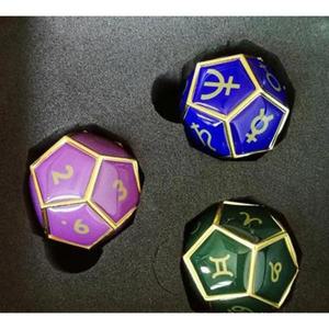 3개/대 주사위 12 양면 금속 점성술 타로 별자리 운세 coherer 보드 게임