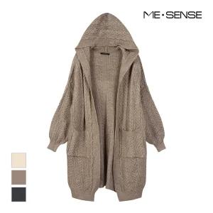 [미센스] 꽈배기패턴 후드넥 롱가디건_MB3YKCMG06Z