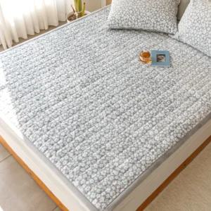 바숨 플라워 극세사 겨울 침대패드 카페트 SS 그레이