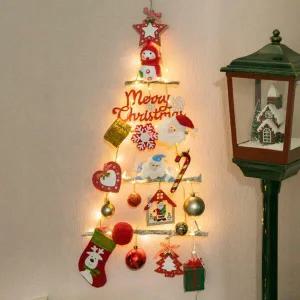 아트박스/플라워트리 크리스마스 벽트리 나무 LED 선물산타우드A 60cm 소품