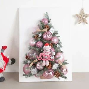 아트박스/플라워트리 크리스마스 액자 트리 벽 장식 산타곰 캔버스 70cm