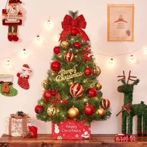 90cm 해피위시 뉴리얼 솔잎 혼합 트리풀세트 전구포함 크리스마스트리풀세트