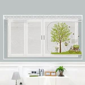 [다샵] 창문형 지퍼식 EVA 방풍 바람막이 초록향기 투명 180x150cm+찍찍이테이프 8EA