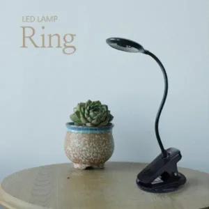 LED 미니 터치 링스탠드 원형받침대 블랙 클립형 충전식 3단 색온도 밝기조절 집게_23147208