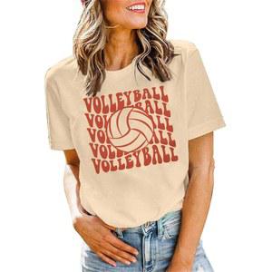 페어실리 배구 엄마 셔츠 게임 데이 여성 그래픽 티 재미있는 티셔츠 면 루즈핏 캐주얼 선물