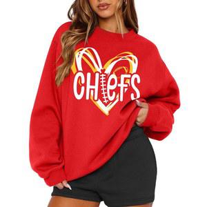 여성용 메이픽 게임 데이 스웨트셔츠 오버사이즈 크루넥 축구 하트 셔츠 긴팔 풀오버 팬 탑 의상