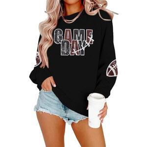 마이하프 게임 데이 스웨트셔츠 축구 셔츠: 여성 스팽글 의상 팬 셔츠 긴 소매 캐주얼 상의