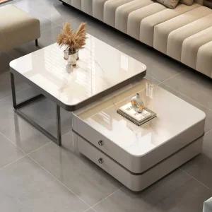 슬레이트 커피 테이블 조명 고급 대리석 거실 발코니