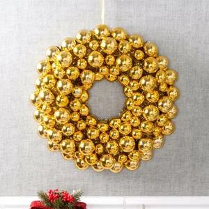 아트박스/플라워트리 [1+1] 크리스마스 리스 벽장식 유광볼 골드 50cm 소품