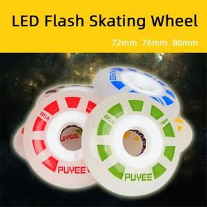 [72mm 76mm 80mm] SEBA PowerSlide RB 용 기존 PUYEE LED 플래시 롤러 스케이트 휠 85A 슬라이드 드리프트
