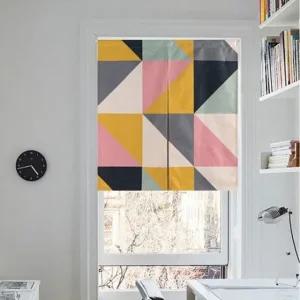 고품질 북유럽 스타일 노렌 (핑크체크) 주방가람막 광목가리개 (W98BE3B)