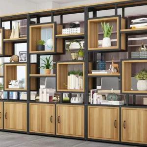 철제 원목 수납 책장 거실 카페 장식장 디스플레이