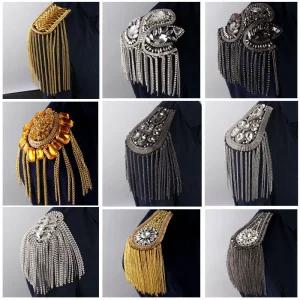 2개세트 태슬 견장 크리스탈 어깨 무대의상 액세서리 드레스 장식