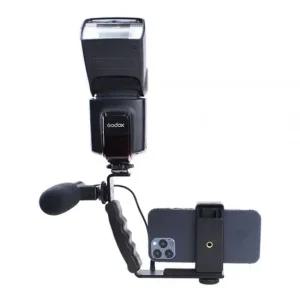 핸드폰 핫슈 L형 핸드 그립 거치대 LED 조명 마이크 어댑터 아답터