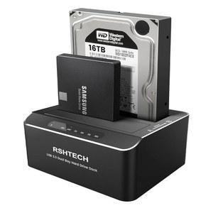 하드 드라이브 도크, RSHTECH 알루미늄 USB 3.0에서 SATA 듀얼 베이 외장 도킹 스테이션, 오프라인 클론/듀플리케이터 기능이 있는 2.5인치 및 3.5인치 HDD SSD, UASP 2x16TB 지원(RSH-DS01)