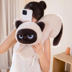 판다 인형대형 만화 래그돌 고양이 봉제 인형 부드러운 누워있는 시암 고양이 인형 포근한 동물 쿠션 귀여