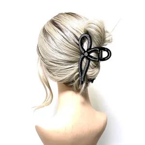 밍코헤어핀 올림 긴 13cm 리본 크리스탈 큐빅집게핀 빅사이즈 짱짱한 올림머리 반머리 666