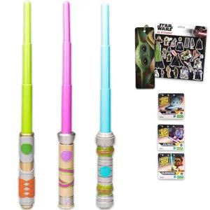 스타워즈 영 제다이 어드벤처 광선검 - 카이 브라이트스타, 누브, LYS 솔레이 플러스 스티커가 특징인 스타