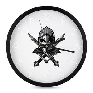 거실 침실 주방 사무실 장식 화이트 스타일을 위한 펜싱 마스크 검벽 시계 10인치 무소음 비틱킹