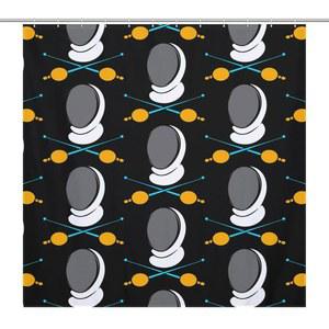 기숙사 장식이 달린 욕실용 폴리에스터 목욕 커튼용 펜싱 검과 헬멧 마스크 샤워 커튼