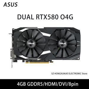 ASUS DUAL-RX580-O4G 라데온 RX 580 그래픽 지원 4GB GDDR5 PCI 익스프레스 3.0 16X HDMI DVI 8핀 데스크탑