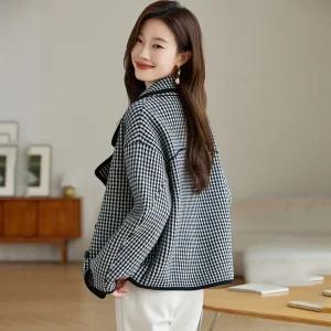 EAMT 여자 정장 자켓 모직 코트 춘추 캐주얼 체크 하프 EUNG3